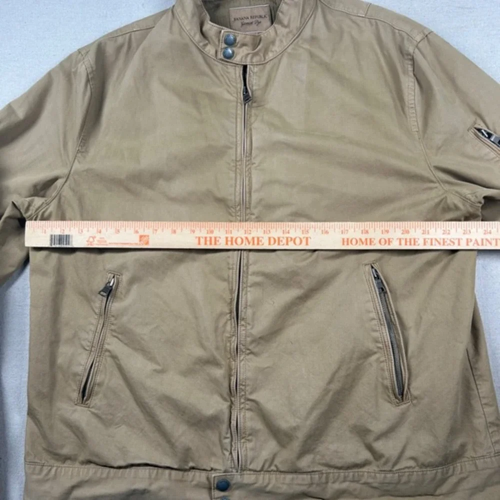 Banana Republic Jacket Mens XL Harrington Moto Mandarin Collar Canvas‎ Zip Dad